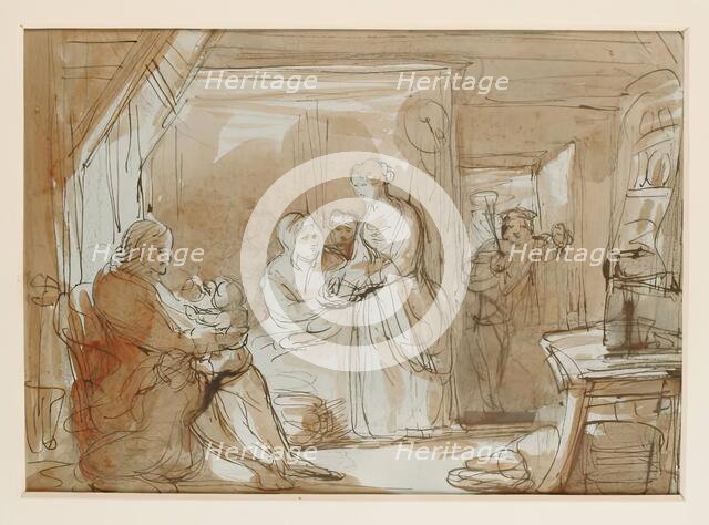 Sketch for a Highland Interior with Figures, c1845. Creator: John Phillip.