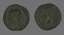 Sestertius (Coin) Portraying Emperor Trajan, Roman Period, 98-117. Creator: Unknown.