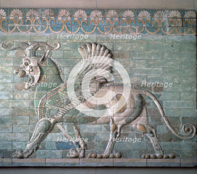 Persian enamelled brick Griffon, 6th century BC. Artist: Unknown