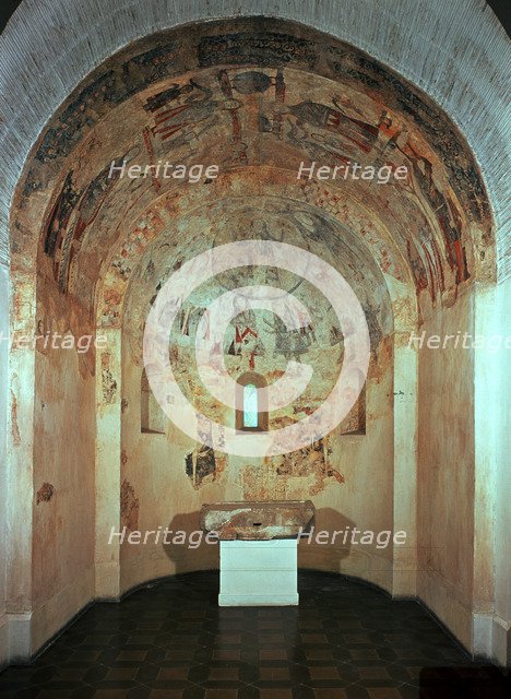 Apse of the chapel of Saint Michael in the Marmellar Castle in Baix Penedès.