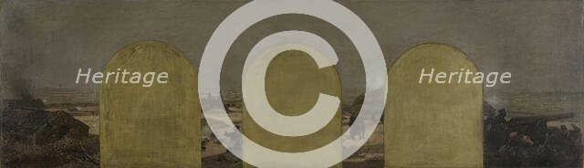 Sketch for the office of the prefect of the Hotel de Ville in Paris: Battery on the rampart..., 1889 Creator: Raoul Arus.