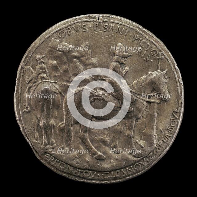 John VIII Riding in a Rocky Landscape [reverse], 1438. Creator: Pisanello.