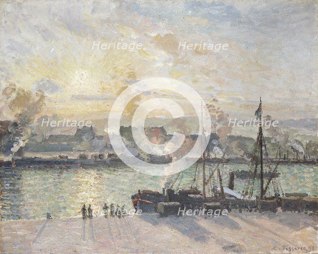 'Sunset, the port of Rouen', (Steamboats), 1898. Artist: Camille Pissarro.