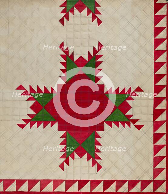 Feathered Star Quilt, c. 1936. Creator: Katherine Hastings.