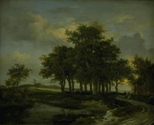 Oak Trees near a Road, Evening, 1643-1682. Creator: Jacob van Ruisdael.