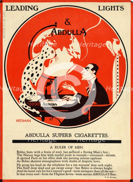 Abdulla Cigarettes, 1920s. Artist: Nerman