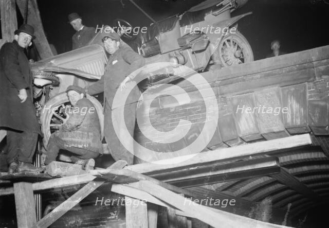 N.Y.C. auto wrecked in Central Park, between c1910 and c1915. Creator: Bain News Service.
