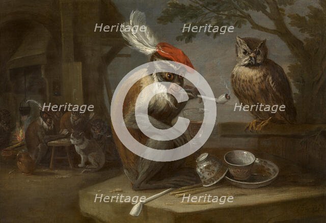 Singerie, c1640-1690. Creator: David Teniers II.