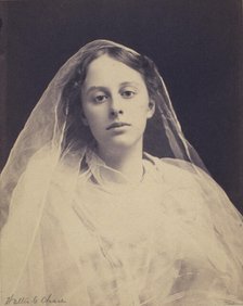 Young woman draped in diaphanous material...half-length portrait, between 1890 and 1900. Creator: Walter G. Chase.