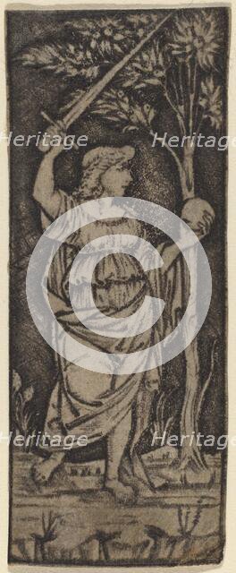 Allegorical Figure: Woman with Sword and Sphere, c. 1490/1510. Creators: Francesco Francia, Peregrino da Cesena.