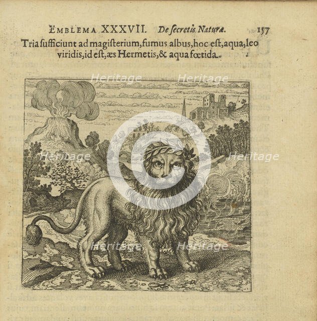 Emblem 37. Three things are sufficient for mastery, the white smoke, which is water..., 1816. Creator: Merian, Matthäus, the Elder (1593-1650).