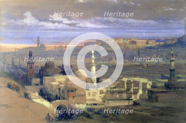 'Cairo from the Gate of Citizenib, looking towards the Desert of Suez', 19th century. Artist: David Roberts