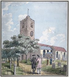South-west view of All Saints Church, Fulham, London, c1790. Artist: Anon