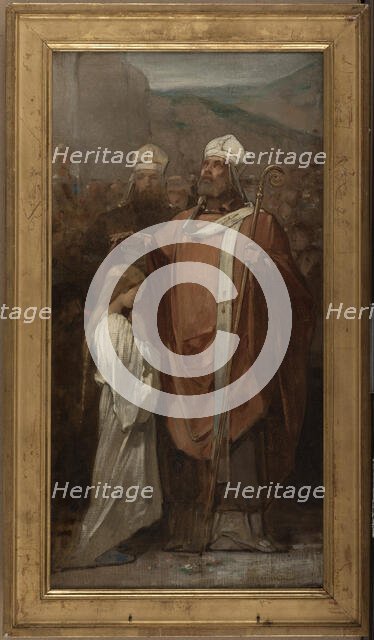 Esquisse pour l'église de Fontenay-sous-Bois : La Consécration de sainte Geneviève, 1874. Creator: Eugène Médard.