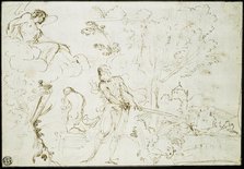 Sacrifice of Isaac (recto); Jacob's Dream (verso), 1613/20. Creator: Guercino.