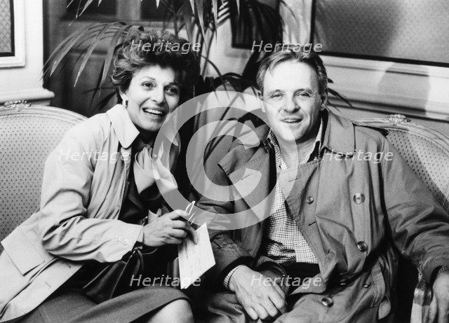 Anne Bancroft (1931- ) and Anthony Hopkins (1937- ) on the set of '84 Charing Cross Road', 1985. Artist: Unknown
