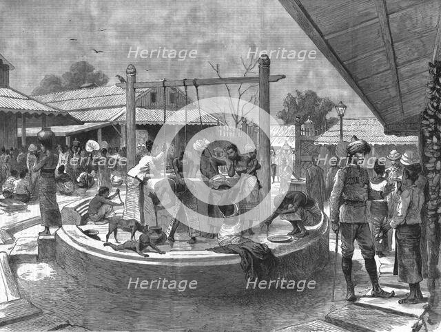 'The manners and customs of the Burmans - A wash and brush up in the Market-place...', 1886.  Creator: Unknown.