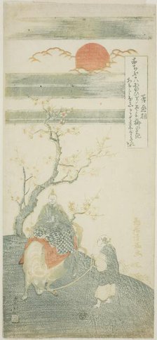 The Poet Sugawara no Michizane Riding an Ox, c. 1764. Creator: Torii Kiyomitsu.