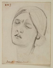 King Mark and La Belle Iseult - Study for the Head of Iseult, 1862. Creator: Sir Edward Coley Burne-Jones.