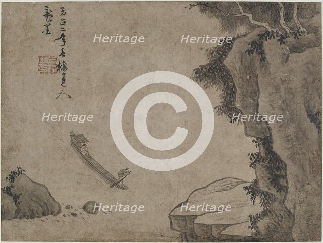 Shooting rapids under high cliffs, Possibly Yuan dynasty, (14th century?). Creator: Unknown.