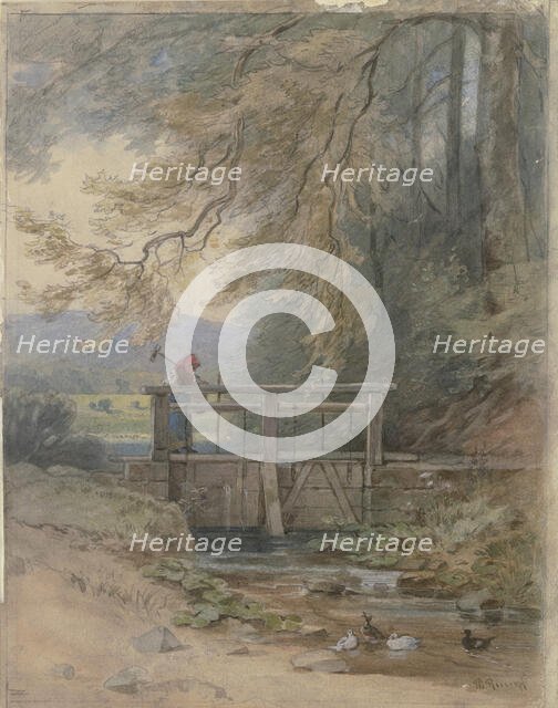 Forest landscape with weir, c1840-1890s. Creator: Philipp Rumpf.