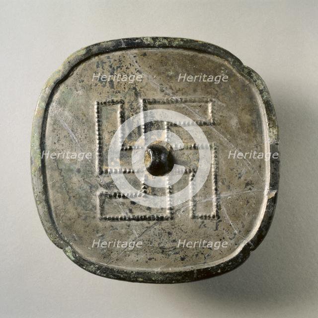 Quadrilobed Mirror with Wan Symbol, 8th-9th century. Creator: Unknown.