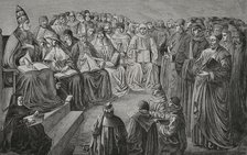 Assembly of prelates and doctors of the church held in Anagni, (Italy) in 1256, (1877). Creators: Etienne Huyot, Jules Jean Marie Joseph Huyot.
