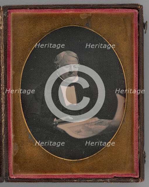 Untitled (Portrait of a Seated Man Holding a Map), 1847. Creator: Marcus Aurelius Root.