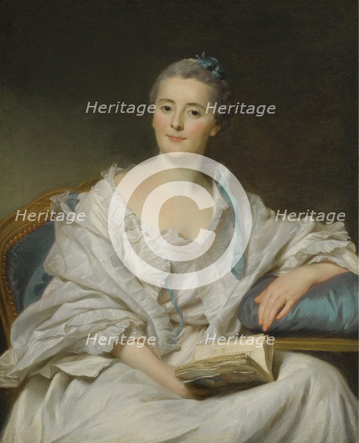 Portrait of Marie-Françoise Julie Constance Filleul, Marquise de Marigny with a book. Artist: Roslin, Alexander (1718-1793)