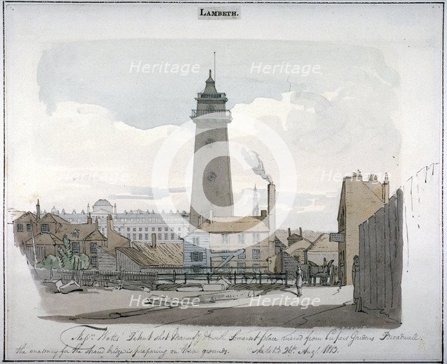 Watt's Shot Tower, Lambeth, London, 1813. Artist: Anon