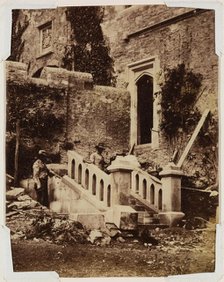 Two Workmen Constructing Exterior Stairs, c1870. Creator: Francis Edmund Currey.