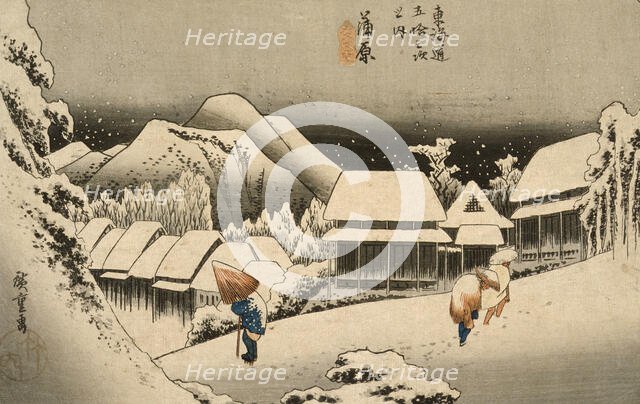 Evening Snow at Kambara, between circa 1833 and circa 1834. Creator: Ando Hiroshige.