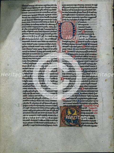 Leaf from a Bible: Initial E: Entwined Lions and Serpents (1 of 2 Excised Leaves), c. 1225-50. Creator: Unknown.