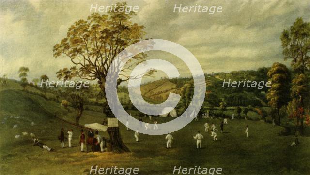 'Cricket Match Between Nottingham and Leicester, c.1829', (1947).  Creator: Unknown.