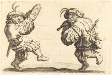 Dancers with Flute and Tambourine, c. 1622. Creator: Jacques Callot.