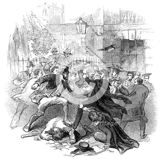 Gown and Town Row, at Oxford, 1845. Creator: Unknown.