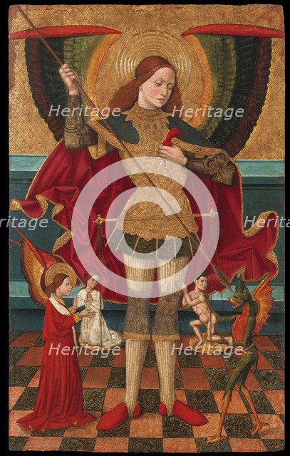 The Archangel Michael weighing the Souls of the Dead. Artist: Abadía, Juan de la, the Elder (active 1469-1498)