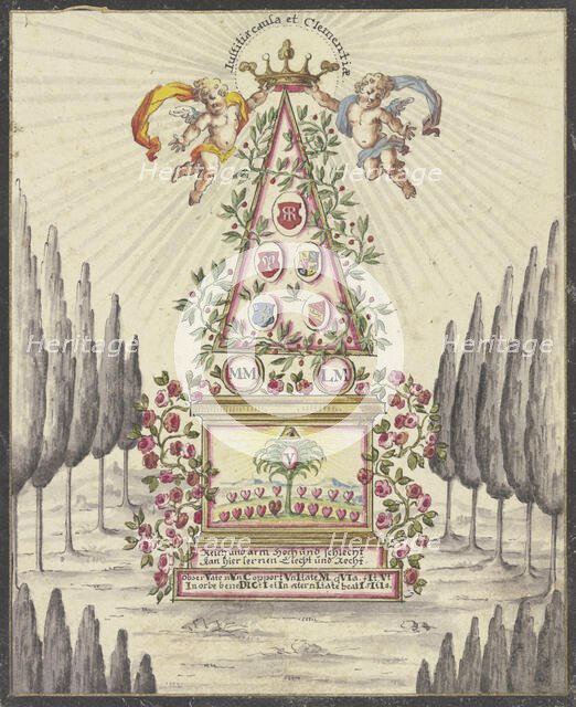 Allegorical representation, pyramid with an altar. Creator: Johann Esaias Nilson.