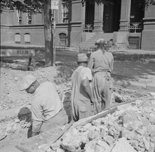 Preparing the ground for the construction of emergency buildings..., Washington, D.C, 1943. Creator: Gordon Parks.