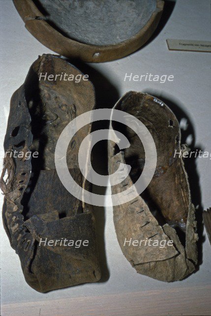 Leather shoes from Hallstatt, Austria. Celtic Iron Age, c6th century. Artist: Unknown.