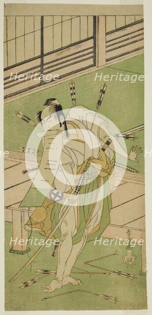 The Actor Otani Hiroji III as a White Fox Disguised as Ukishima Daihachi in the Play..., c. 1770. Creator: Shunsho.