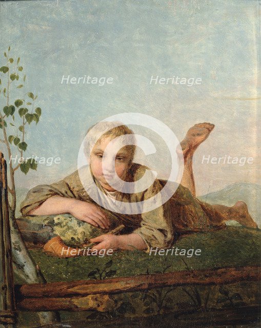Shepherd Boy with a Pipe, 1820s. Artist: Venetsianov, Alexei Gavrilovich (1780-1847)
