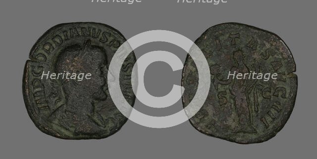 Sestertius (Coin) Portraying Emperor Gordianus, 238-244. Creator: Unknown.