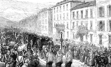 The Disaster at Nice: funeral passing through the Rue Cassini, 1881.  Creator: Unknown.