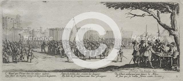 The Large Miseries of War: Enrollment of the Troops, 1633. Creator: Jacques Callot (French, 1592-1635).