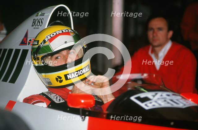 Ayrton Senna in the McLaren MP4-5 at 1989 British Grand Prix, Silverstone Artist: Unknown.