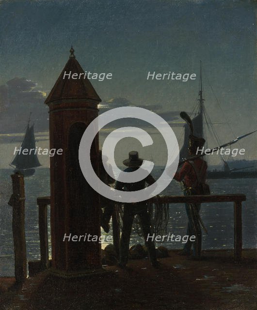 View from the Citadel Ramparts in Copenhagen by Moonlight, 1839. Creator: Martinus Rørbye.