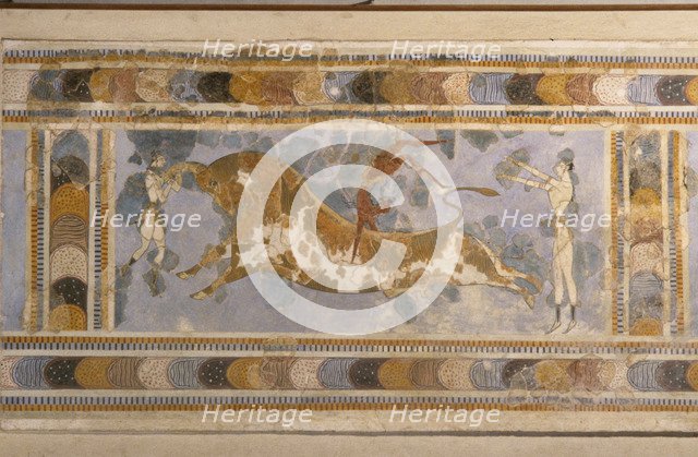 Bull-Leaping (from the Palace Complex of Knossos). Artist: Bronze Age culture  