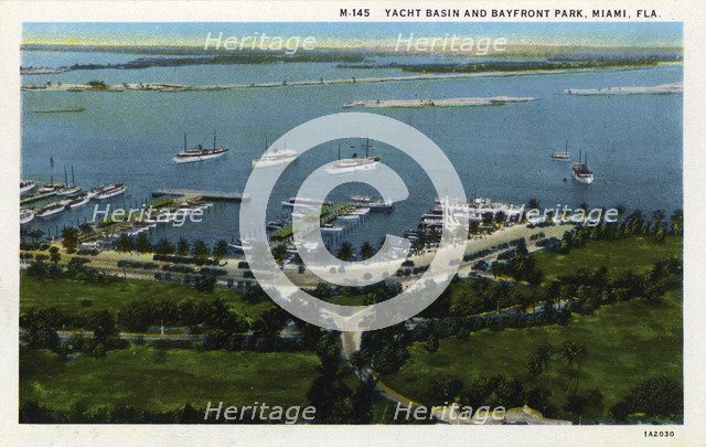 Yacht basin and Bayfront Park, Miami, Florida, USA,1931. Artist: Unknown