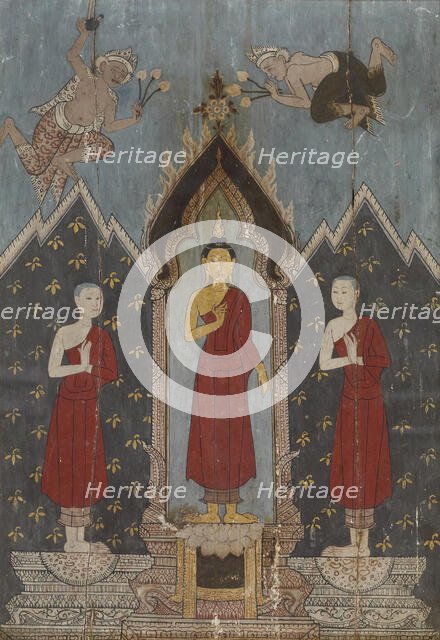 The Buddha with his disciples Sariputta and Moggalana, 1st quarter 19th century. Creator: Unknown.